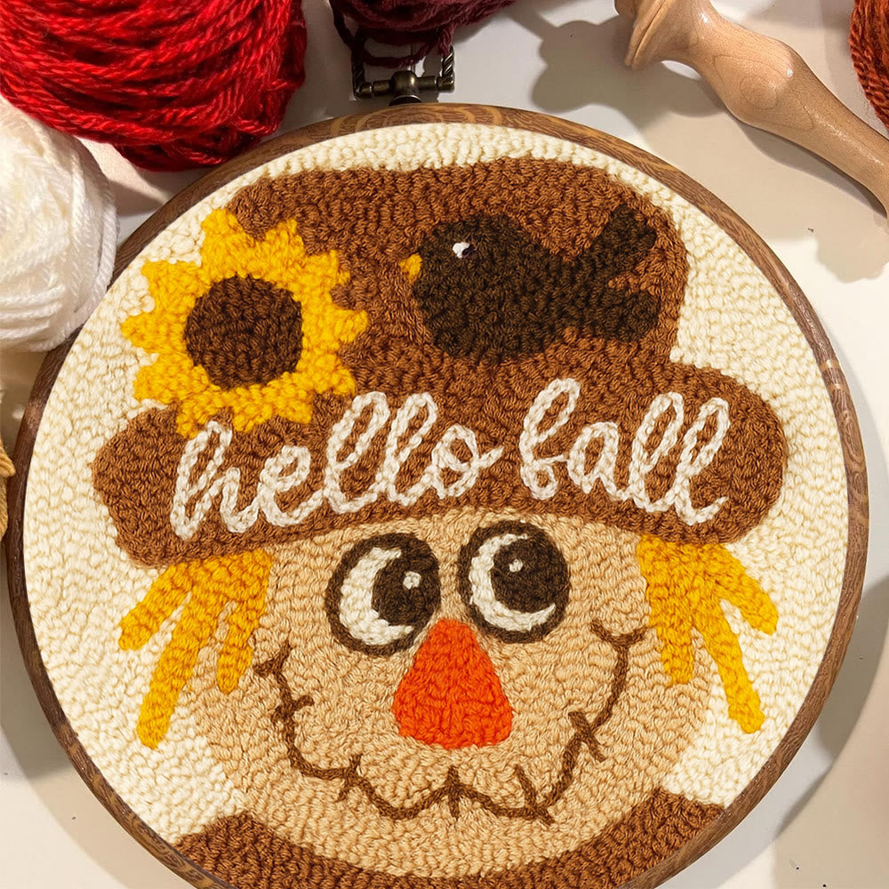 Fall Scarecrow Punch Needle Kit - Autumn Home Ornament | Diy Hanging Art - image 4