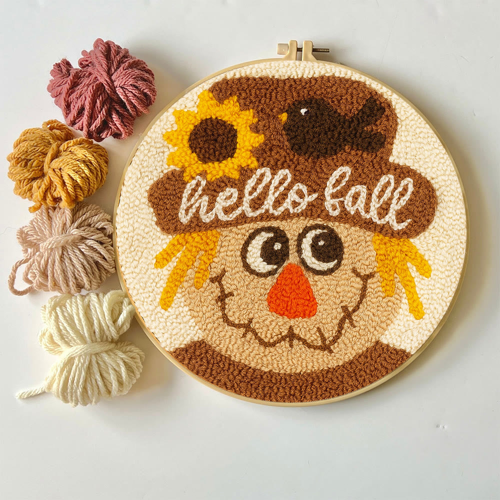 Fall Scarecrow Punch Needle Kit - Autumn Home Ornament | Diy Hanging Art - image 7