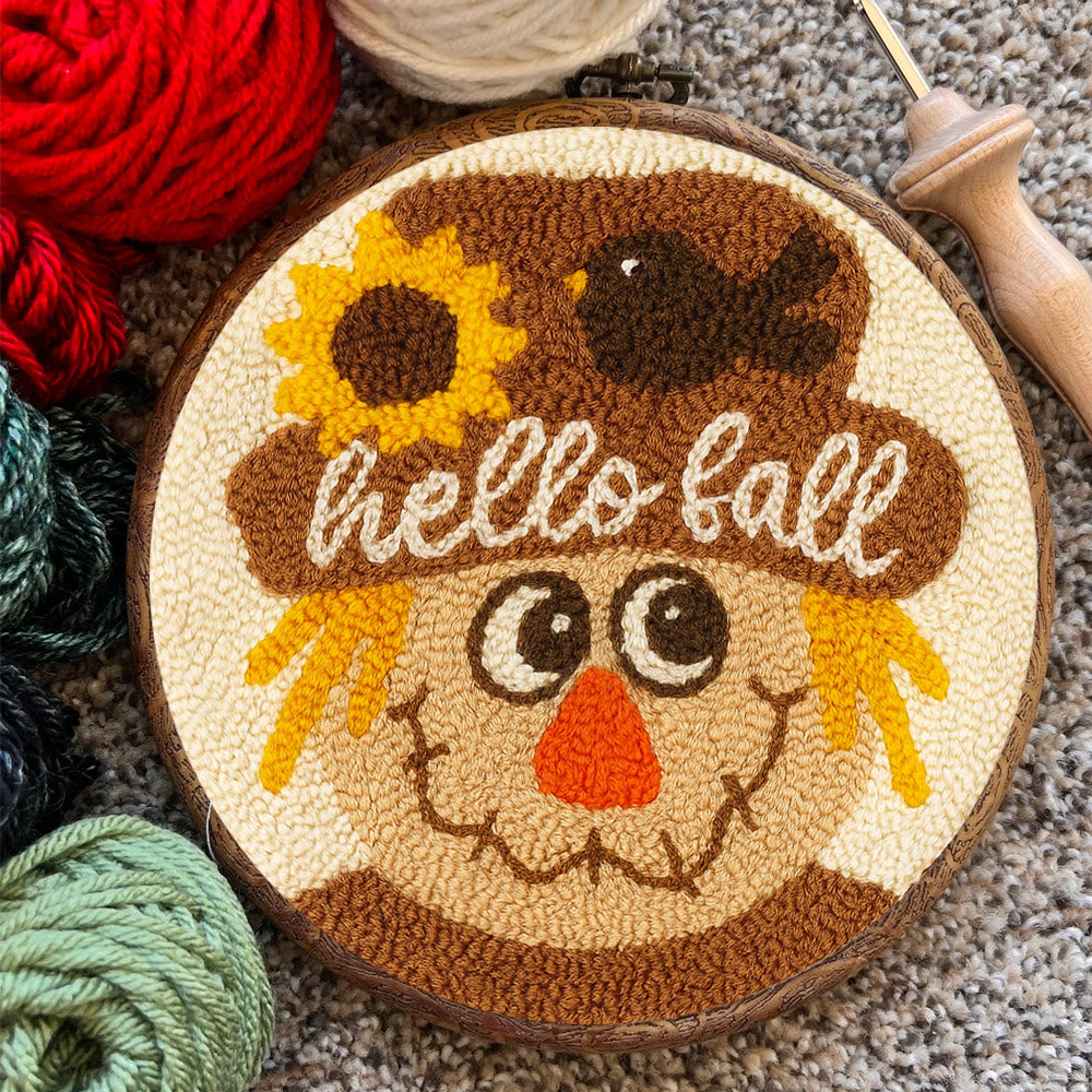 Fall Scarecrow Punch Needle Kit - Autumn Home Ornament | Diy Hanging Art - image 2