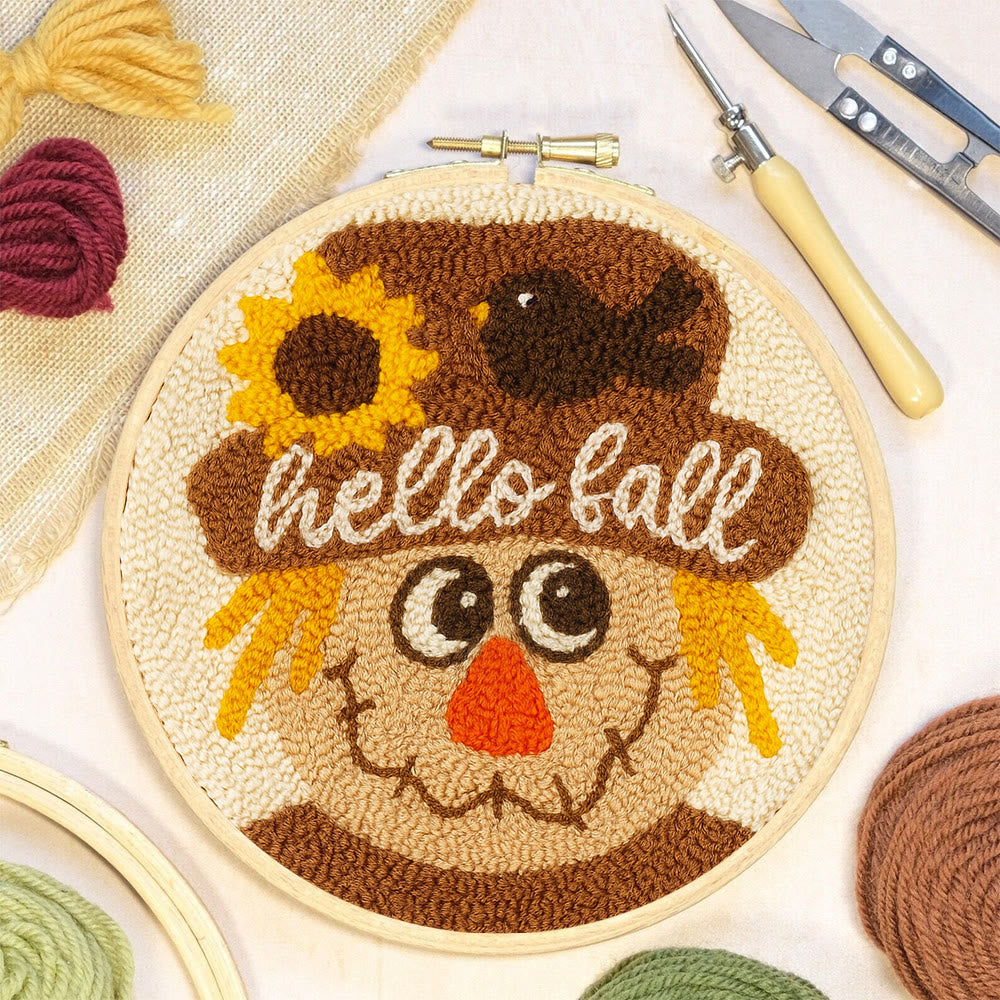 Fall Scarecrow Punch Needle Kit - Autumn Home Ornament | Diy Hanging Art - image 5