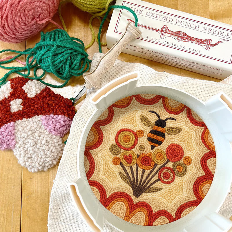  Little Bee Punch Needle Kit - Diy Needlework For Beginner | Unique Wall Hanging  - image 8