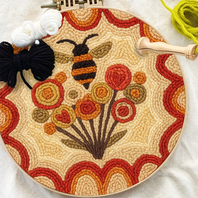  Little Bee Punch Needle Kit - Diy Needlework For Beginner | Unique Wall Hanging  - image 6