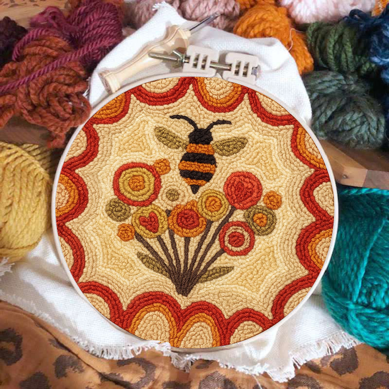  Little Bee Punch Needle Kit - Diy Needlework For Beginner | Unique Wall Hanging  - image 2