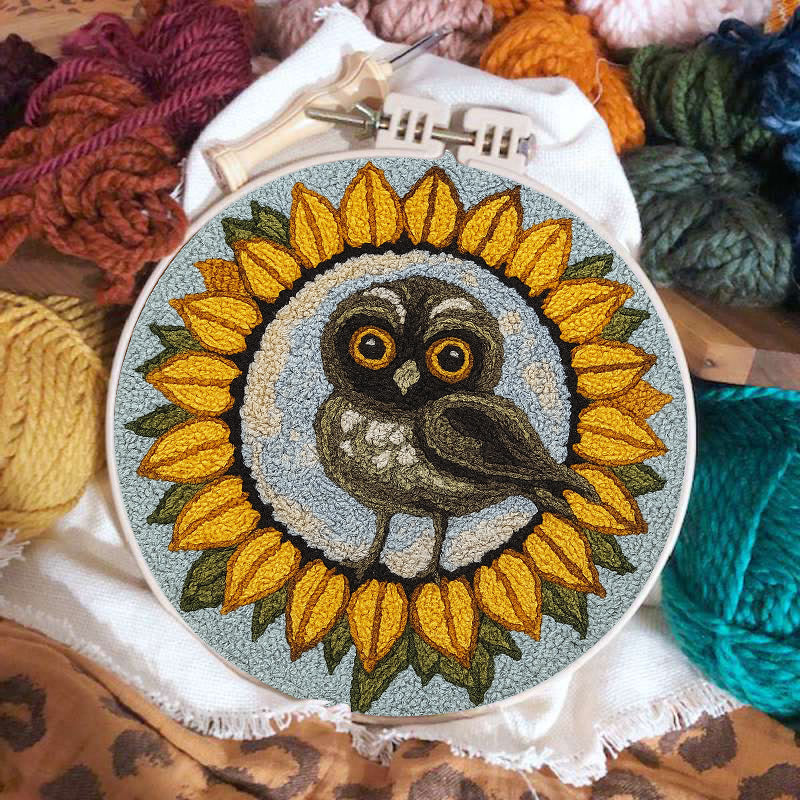  Sunflower Owl Punch Needle Kit - Floral Handmade Art | Creative Home Decor - image 5