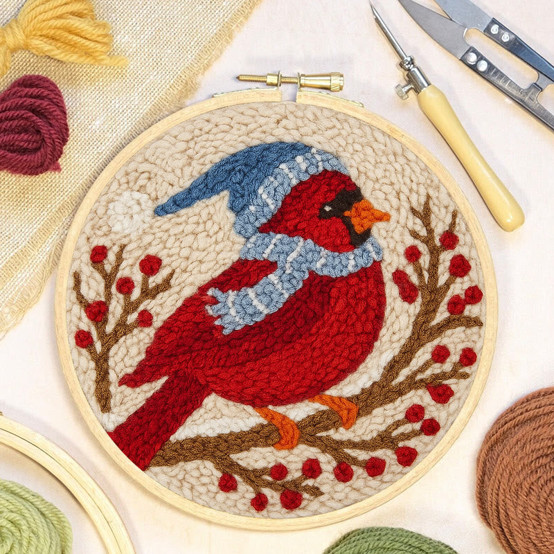 Winter Cardinal Bird Punch Needle Kit - Christmas Gift For Craft Lover | Holiday Home Decor  - image 7