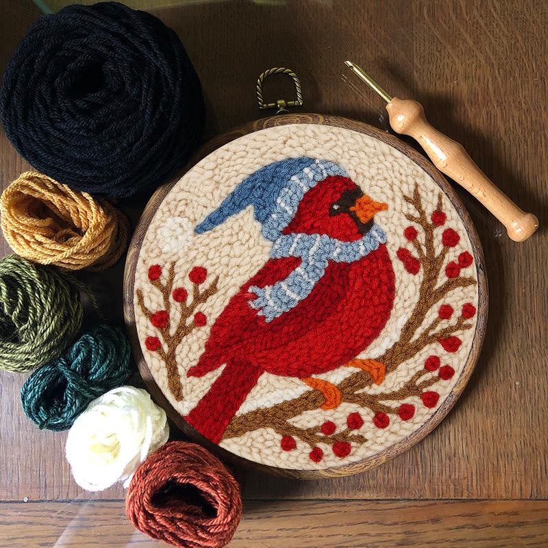 Winter Cardinal Bird Punch Needle Kit - Christmas Gift For Craft Lover | Holiday Home Decor  - image 8