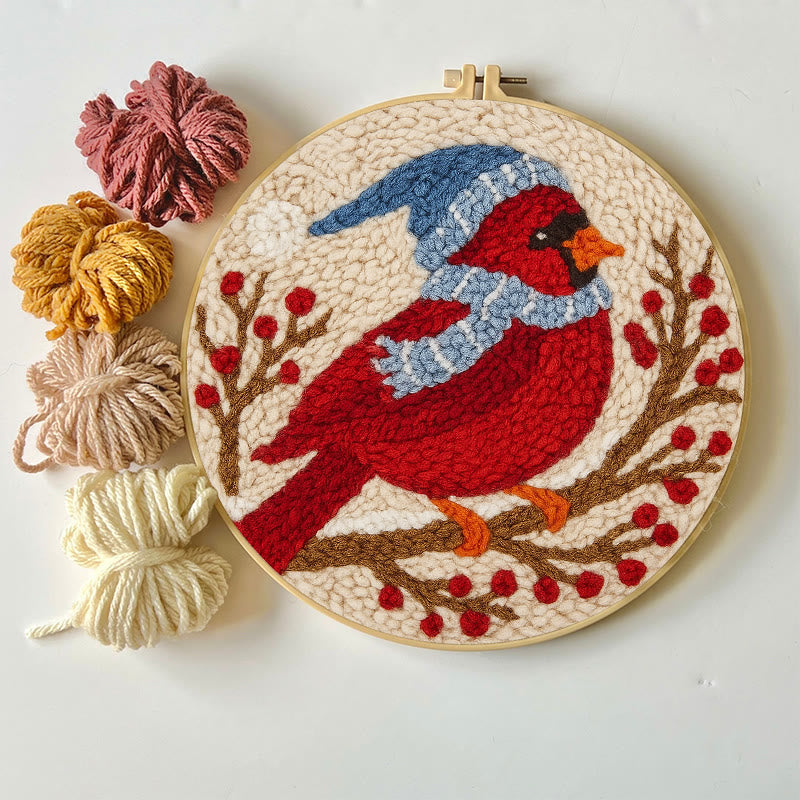 Winter Cardinal Bird Punch Needle Kit - Christmas Gift For Craft Lover | Holiday Home Decor  - image 6