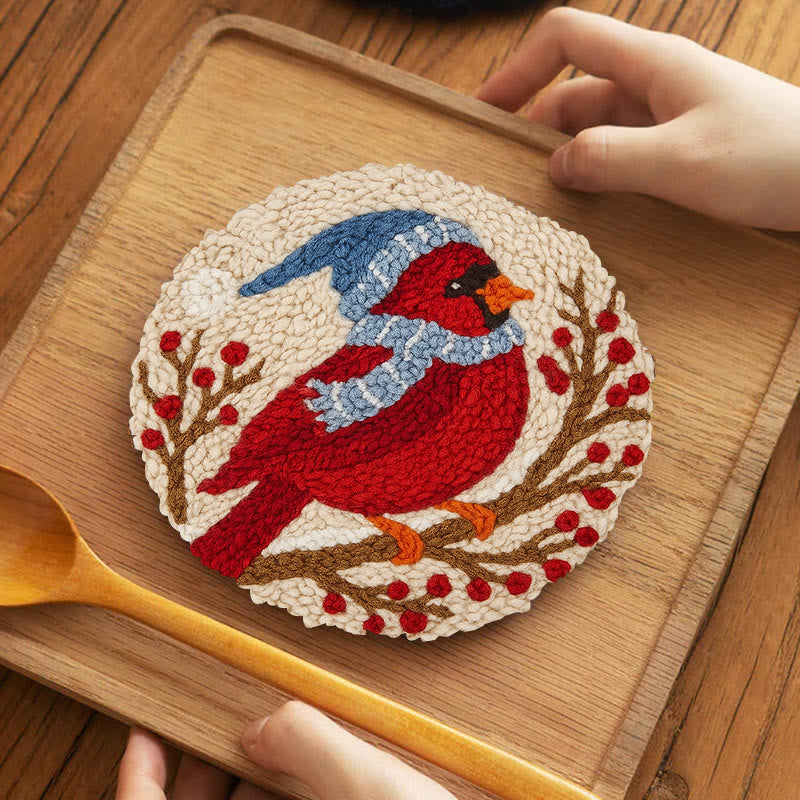 Winter Cardinal Bird Punch Needle Kit - Christmas Gift For Craft Lover | Holiday Home Decor  - image 11