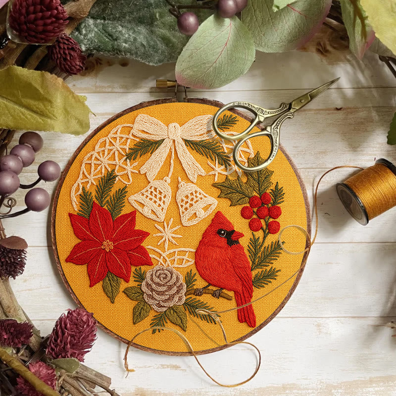 Rubbyoo Embroidery Kit - Christmas Celebration | Cardinal Bird Handicraft | Decorative Hoop Art - image 6