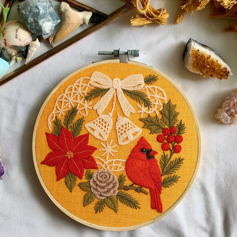 Rubbyoo Embroidery Kit - Christmas Celebration | Cardinal Bird Handicraft | Decorative Hoop Art - image 1