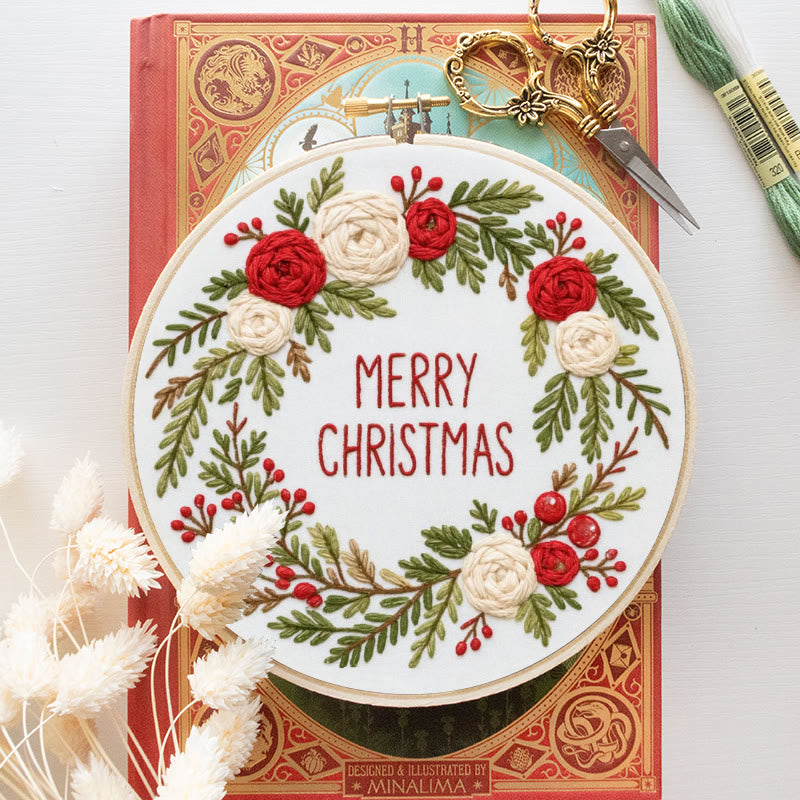 Rubbyoo Embroidery Kit - Christmas Wreath | Floral Christmas Craft | Diy Ornament Art - image 9