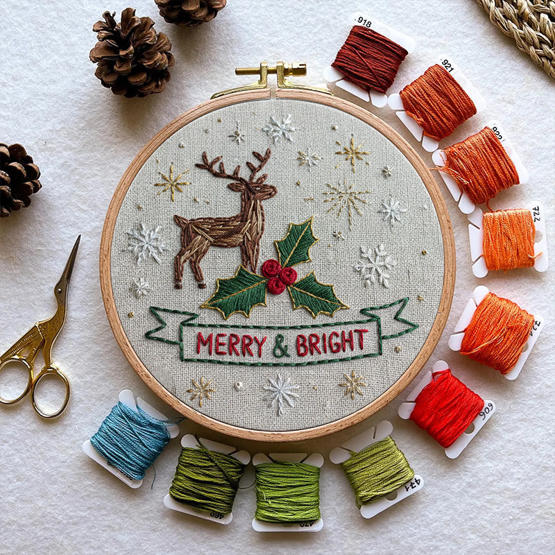 Rubbyoo Embroidery Kit - Christmas Deer | Unique Stitch Art | Christmas Crafts For Decoration  - image 1