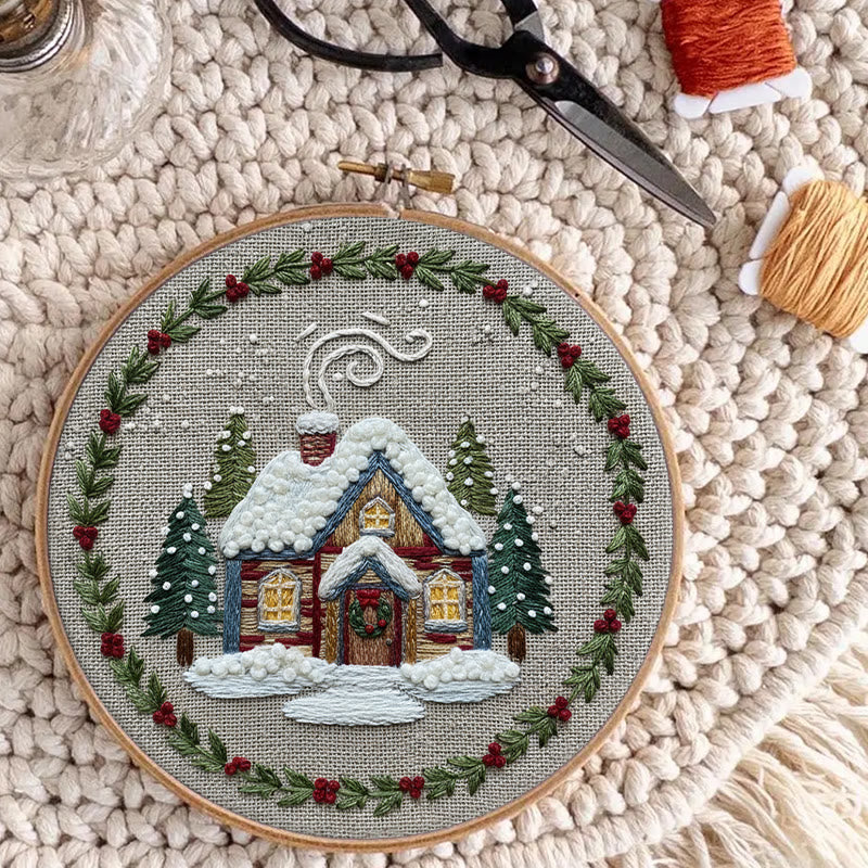 Rubbyoo Embroidery Kit - Winter Chalet | Christmas Stitch Artwork | Handmade Wall Decor - image 7