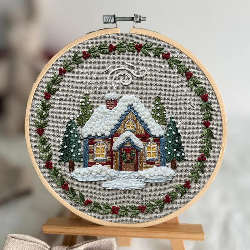 Rubbyoo Embroidery Kit - Winter Chalet | Christmas Stitch Artwork | Handmade Wall Decor - image 4