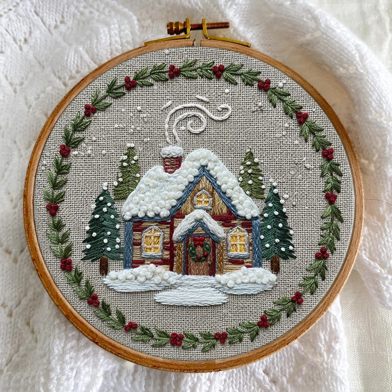 Rubbyoo Embroidery Kit - Winter Chalet | Christmas Stitch Artwork | Handmade Wall Decor - image 3