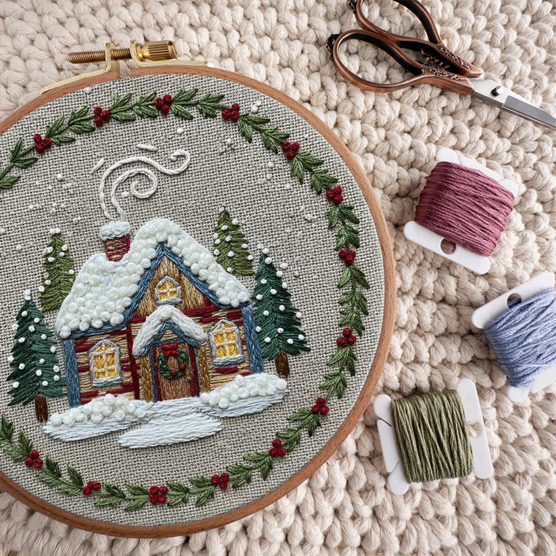 Rubbyoo Embroidery Kit - Winter Chalet | Christmas Stitch Artwork | Handmade Wall Decor - image 8