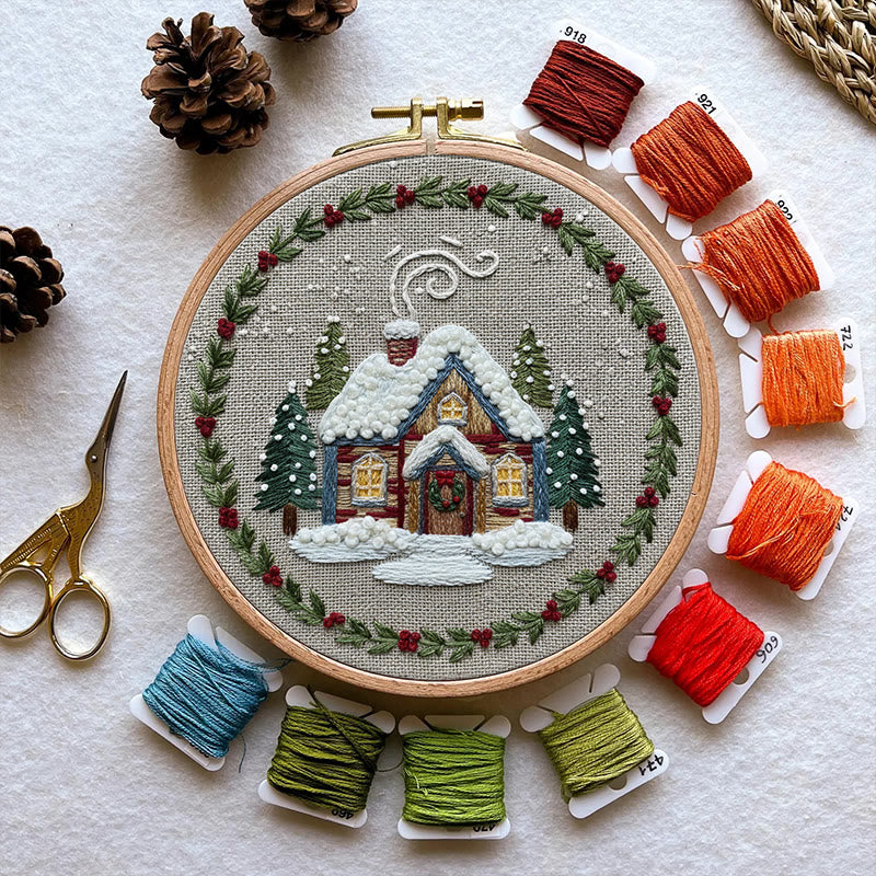 Rubbyoo Embroidery Kit - Winter Chalet | Christmas Stitch Artwork | Handmade Wall Decor - image 5