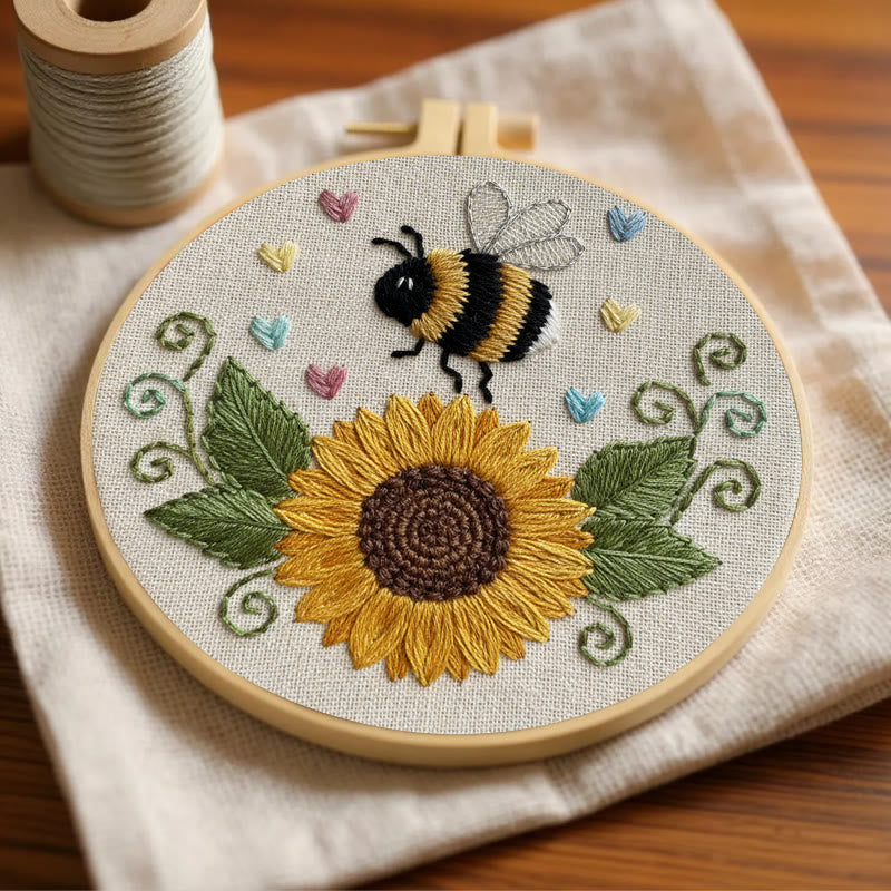 Rubbyoo Embroidery Kit - Sunflower Bee | Diy Floral Insect Art  | Perfect Handicraft For Beginner  - image 2