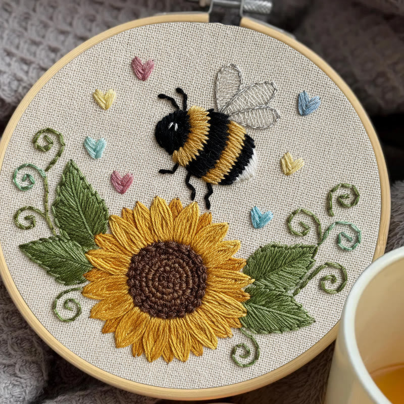 Rubbyoo Embroidery Kit - Sunflower Bee | Diy Floral Insect Art  | Perfect Handicraft For Beginner  - image 4