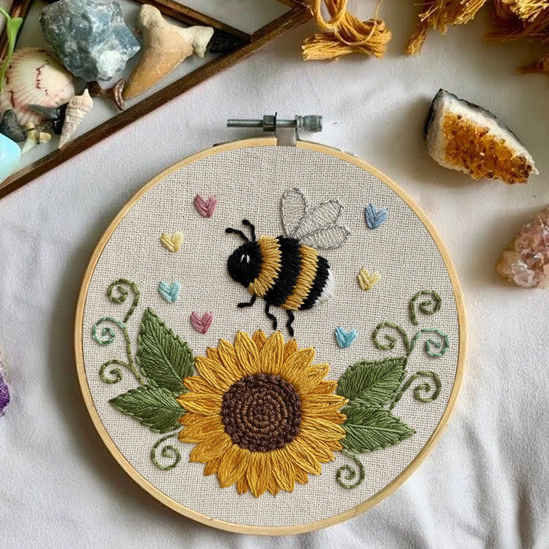Rubbyoo Embroidery Kit - Sunflower Bee | Diy Floral Insect Art  | Perfect Handicraft For Beginner  - image 7