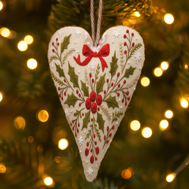 Rubbyoo Heart Embroidery Kit - Holly Leaves | Christmas Heart Hanging | Creative Home Ornament  - image 5