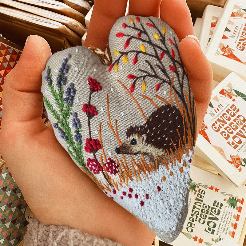 Rubbyoo Heart Embroidery Kit - Little Hedgehog | Winter Home Decor | Diy Animal Craft - image 7