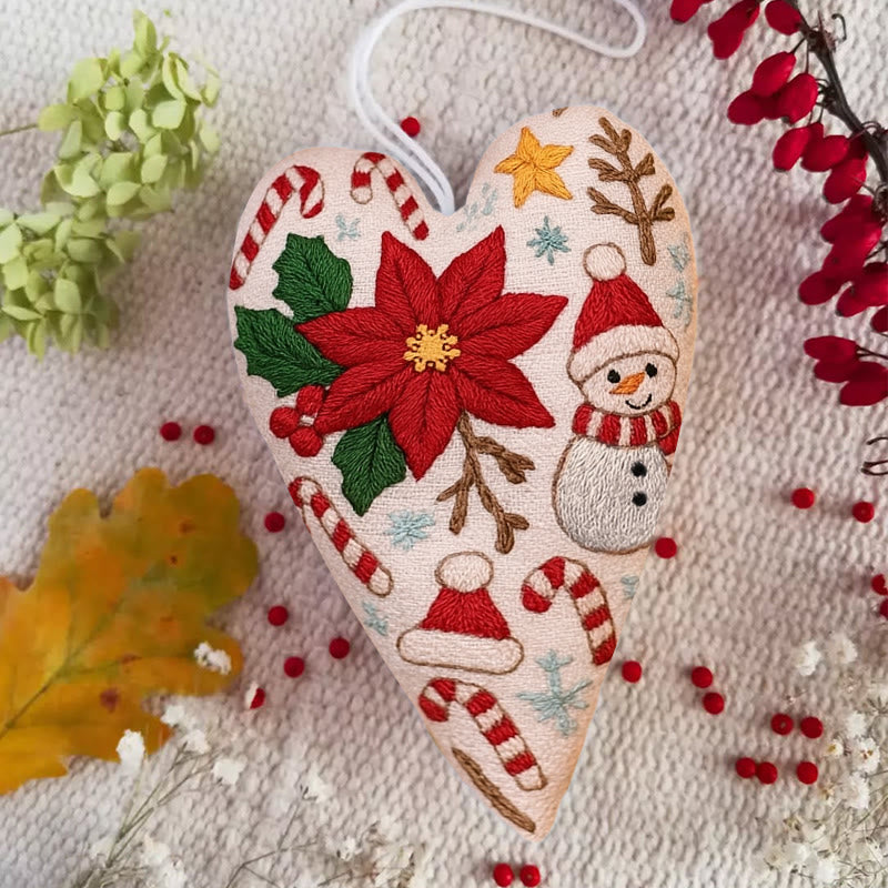Rubbyoo Heart Embroidery Kit - Christmas Poinsettia | Christmas Handmade Craft | Diy Needle Artwork  - image 4