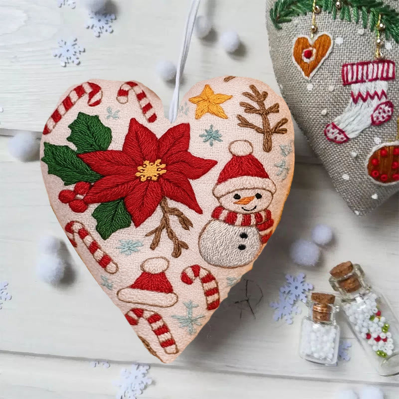 Rubbyoo Heart Embroidery Kit - Christmas Poinsettia | Christmas Handmade Craft | Diy Needle Artwork  - image 2