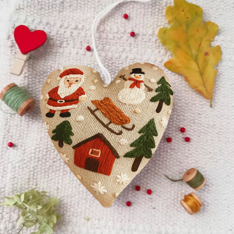 Rubbyoo Heart Embroidery Kit - Christmas Sled | Christmas Tree Adornment | Kid Embroidered Craft  - image 1