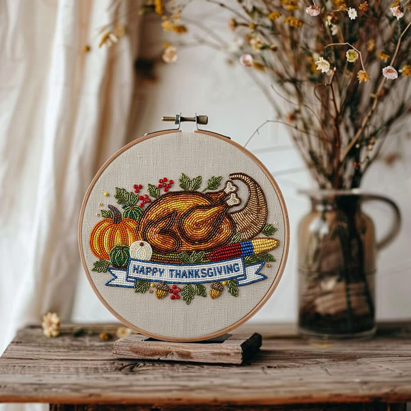 Rubbyoo Bead Embroidery Kit - Thanksgiving Turkey |  Diy Needle Artwork | Unique Autumn Craft  - image 9