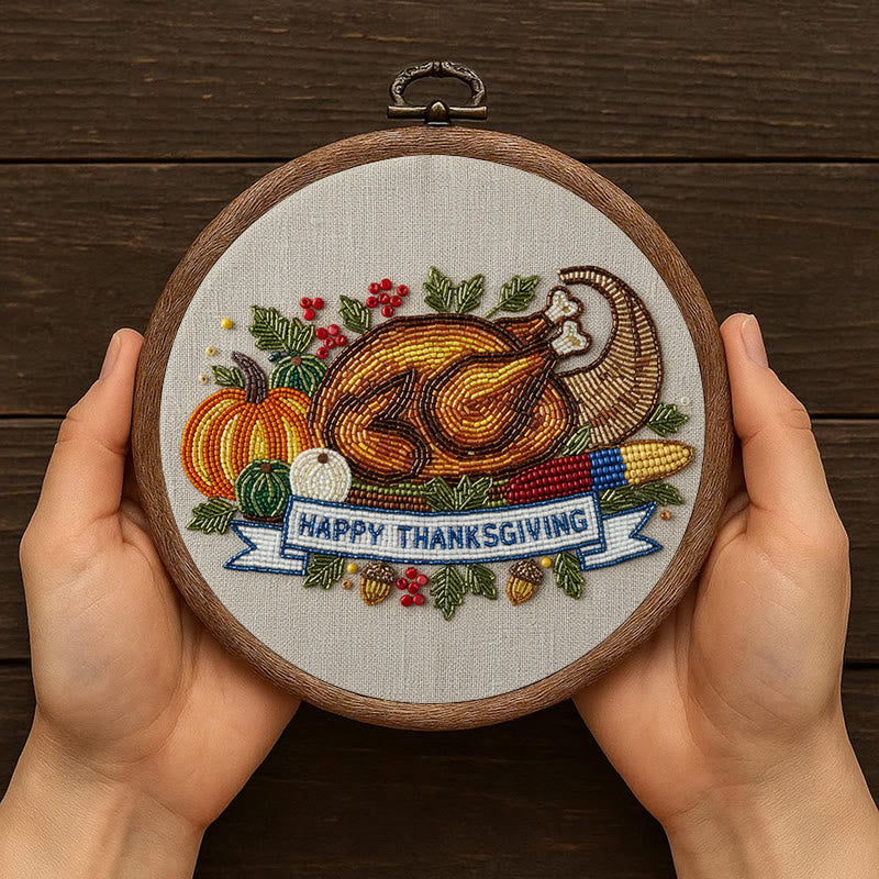 Rubbyoo Bead Embroidery Kit - Thanksgiving Turkey |  Diy Needle Artwork | Unique Autumn Craft  - image 8