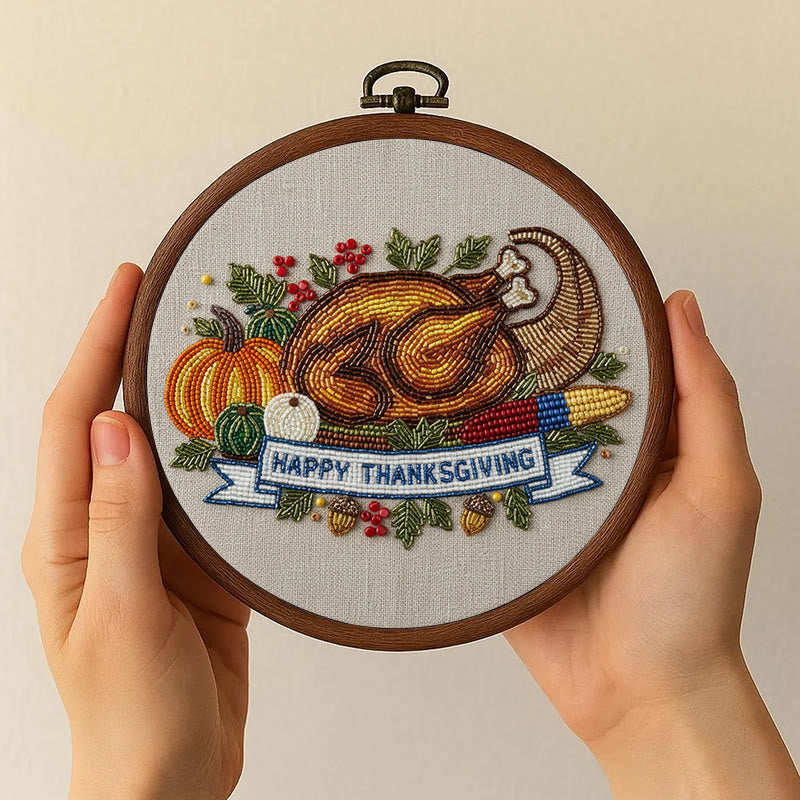 Rubbyoo Bead Embroidery Kit - Thanksgiving Turkey |  Diy Needle Artwork | Unique Autumn Craft  - image 10