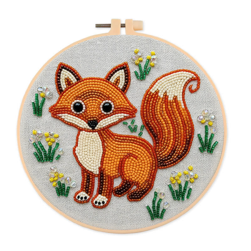 Rubbyoo Bead Embroidery Kit - Little Fox | Diy Animal Handicraft | Unique Decorative Art - 15cm*15cm - image 0