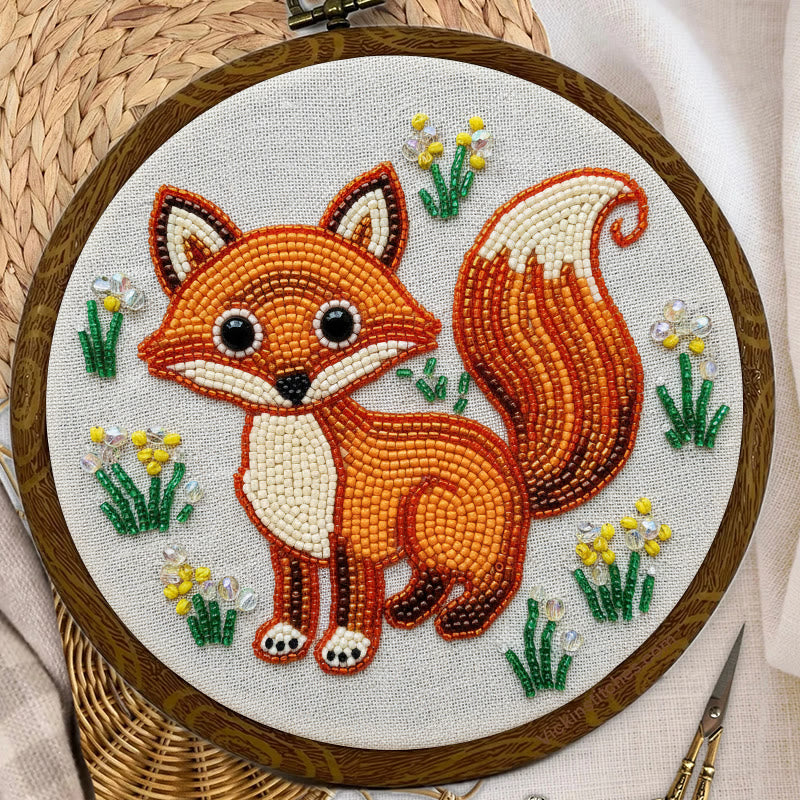 Rubbyoo Bead Embroidery Kit - Little Fox | Diy Animal Handicraft | Unique Decorative Art - image 1