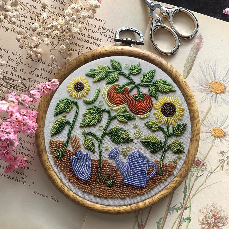 Rubbyoo Bead Embroidery Kit - Vibrant Garden | Diy Botanical Craft | Perfect For Room Ornament - image 2