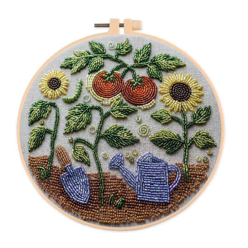 Rubbyoo Bead Embroidery Kit - Vibrant Garden | Diy Botanical Craft | Perfect For Room Ornament - 15cm*15cm - image 0