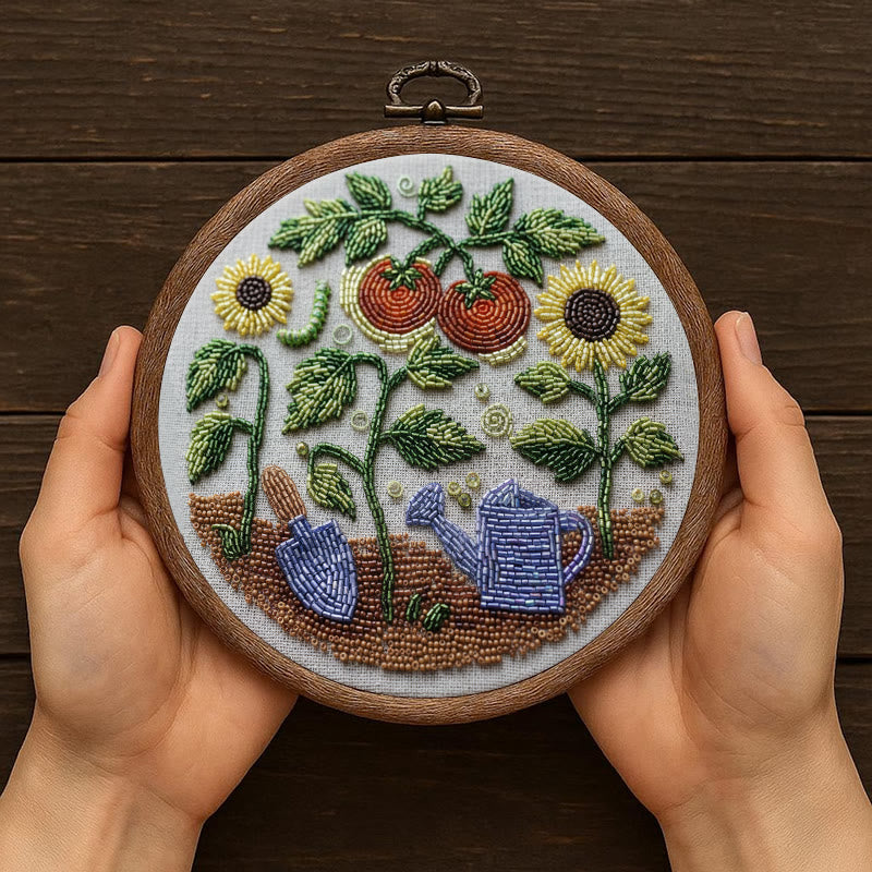 Rubbyoo Bead Embroidery Kit - Vibrant Garden | Diy Botanical Craft | Perfect For Room Ornament - image 8