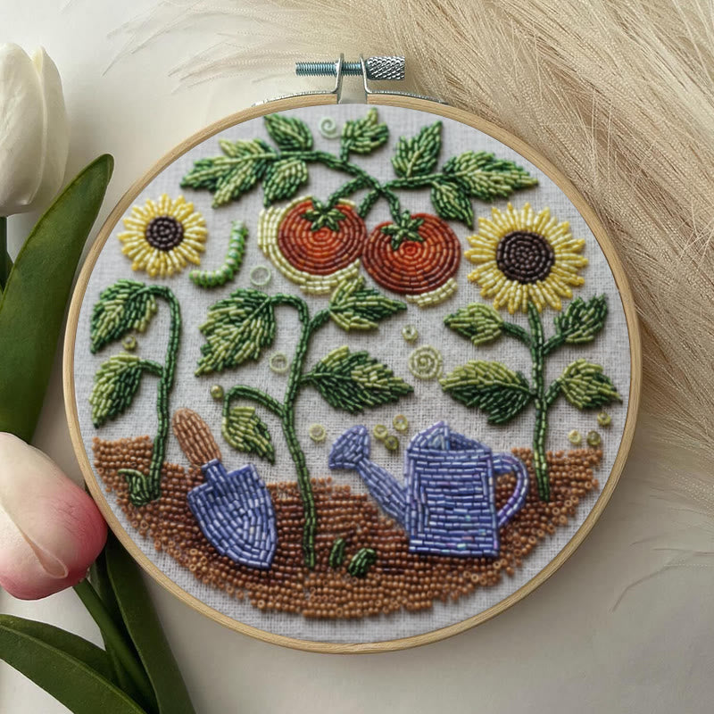 Rubbyoo Bead Embroidery Kit - Vibrant Garden | Diy Botanical Craft | Perfect For Room Ornament - image 4