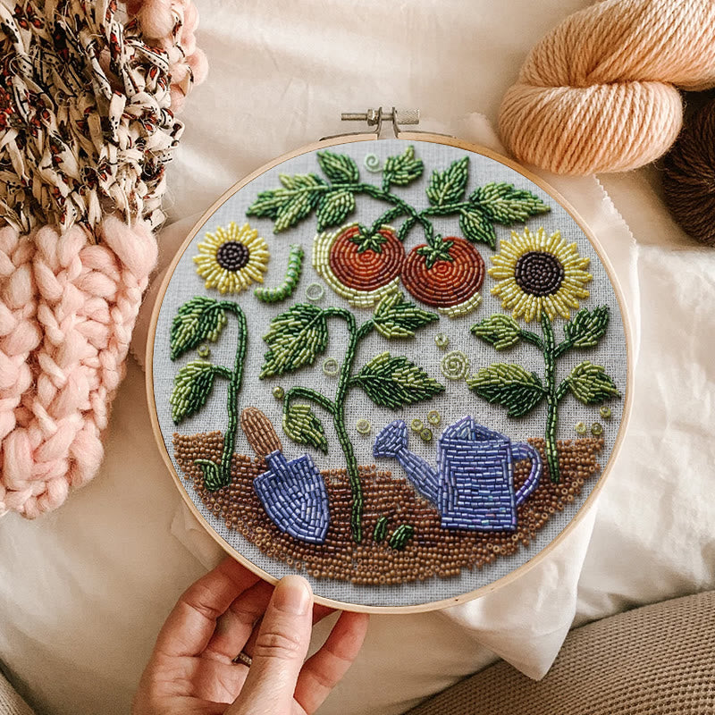 Rubbyoo Bead Embroidery Kit - Vibrant Garden | Diy Botanical Craft | Perfect For Room Ornament - image 1