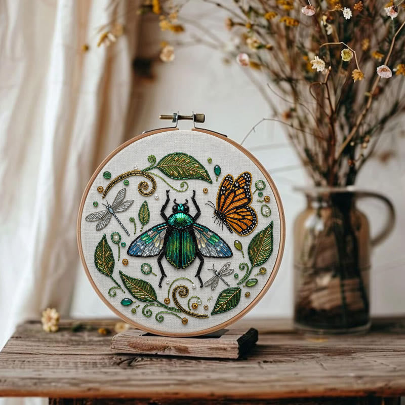 Rubbyoo Bead Embroidery Kit - Flying Bug | Unique Insect Hoop Art | Diy Handmade Needlepoint  - image 10