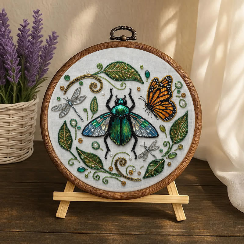 Rubbyoo Bead Embroidery Kit - Flying Bug | Unique Insect Hoop Art | Diy Handmade Needlepoint  - image 7