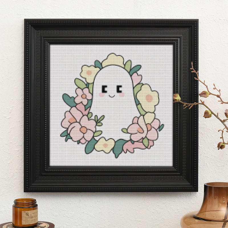  Cross Stitch Kit - Charming Ghost | Unique Floral Craft | Nice For Holiday Ornament - image 9