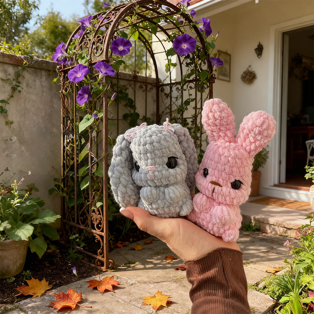 Diy Handmade Cutest Bunny Crochet Kit -  Diy Holiday Yarn Craft | Perfect Gift For Rabbit Lover - Pink + Gray - image 0