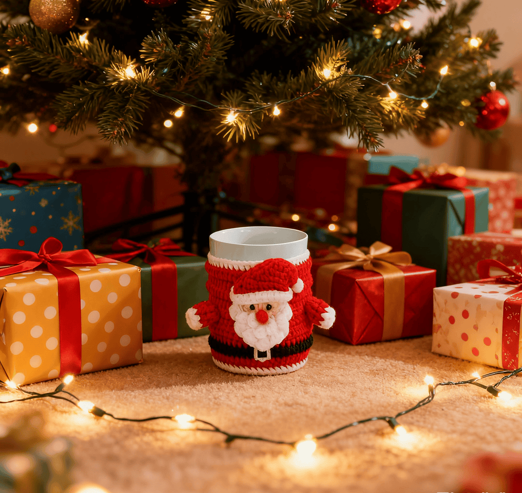 Diy Handmade  Christmas Cup Sleeve Series Crochet Kit -  Creative Handmade Christmas Craft | Perfect Housewarming Gift - Santa Claus - image 1