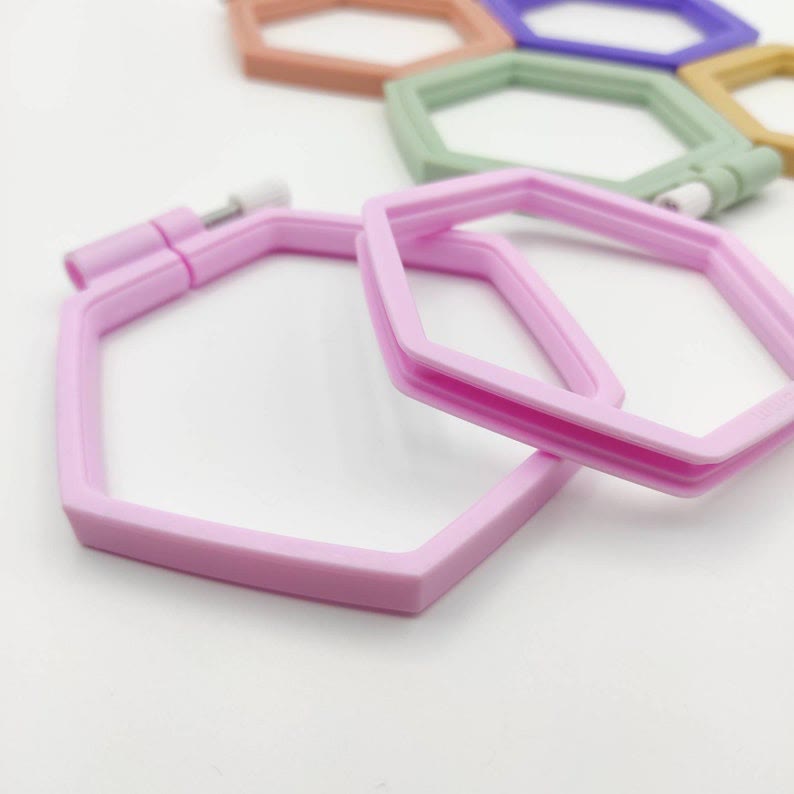 Small Hexagon Embroidery Plastic  Hoop - Colourful Stitch Frames | Perfect Frame For Stitchwork - image 4