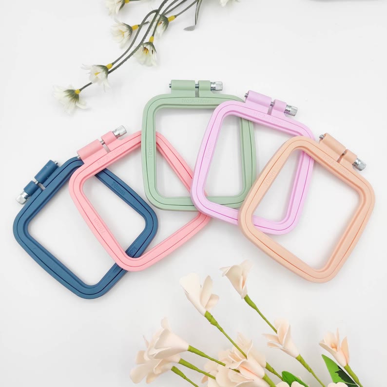 Small Square Embroidery Plastic Hoop - Diy Needle Artcraft Frame | Nice For Small Size Stitch Project  - image 0