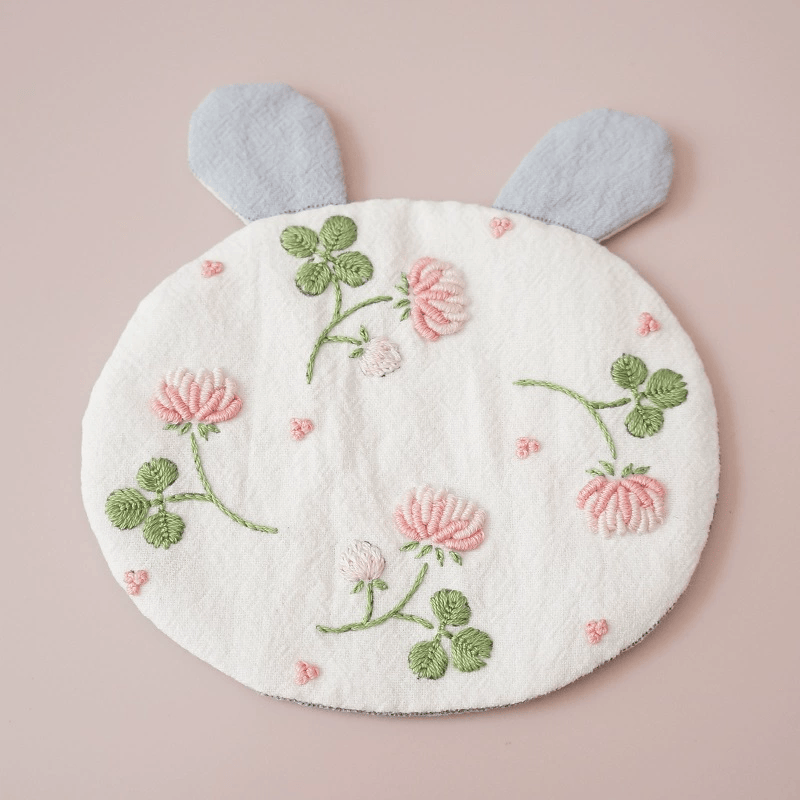 Embroidery Rabbit Coasters Kit | Creative Handmade Craft | Unique Home Decoration - Clover - White - image 9