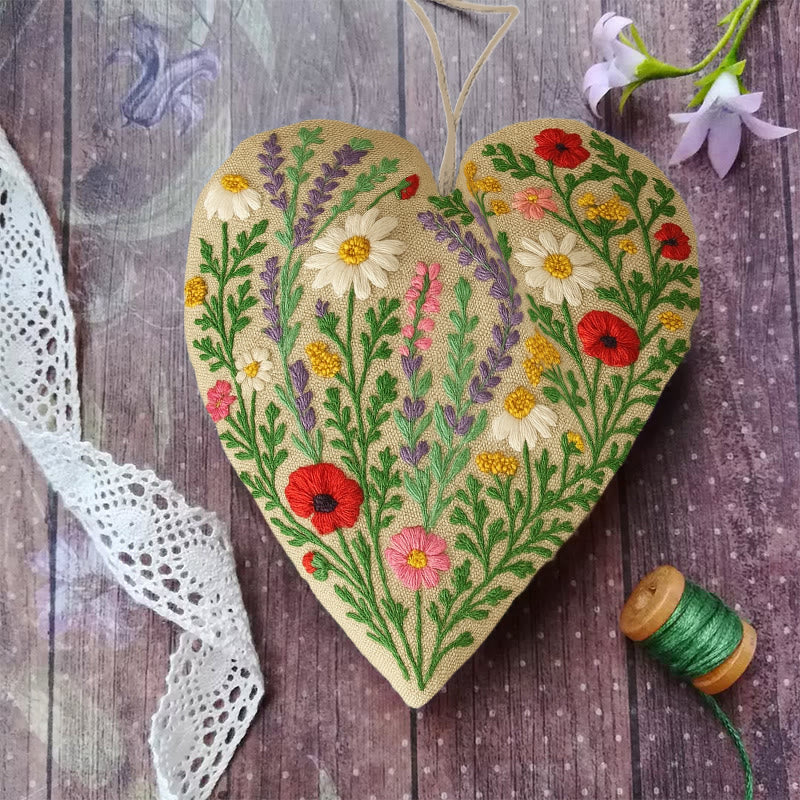 Rubbyoo Heart Embroidery Kit - Colourful Flower | Easy Handmade Floral Art | Perfect For Decoration - image 2