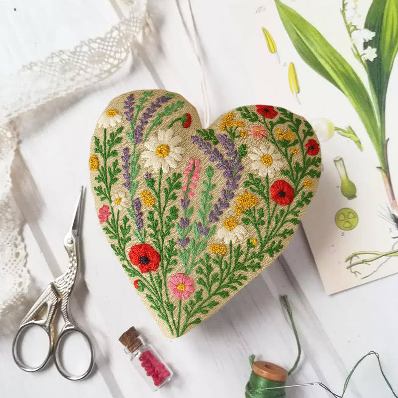 Rubbyoo Heart Embroidery Kit - Colourful Flower | Easy Handmade Floral Art | Perfect For Decoration - 6 inches hoop kit - image 0