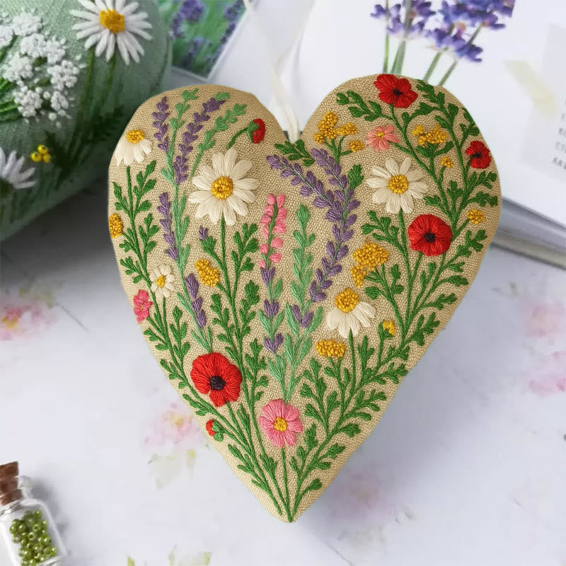 Rubbyoo Heart Embroidery Kit - Colourful Flower | Easy Handmade Floral Art | Perfect For Decoration - image 1